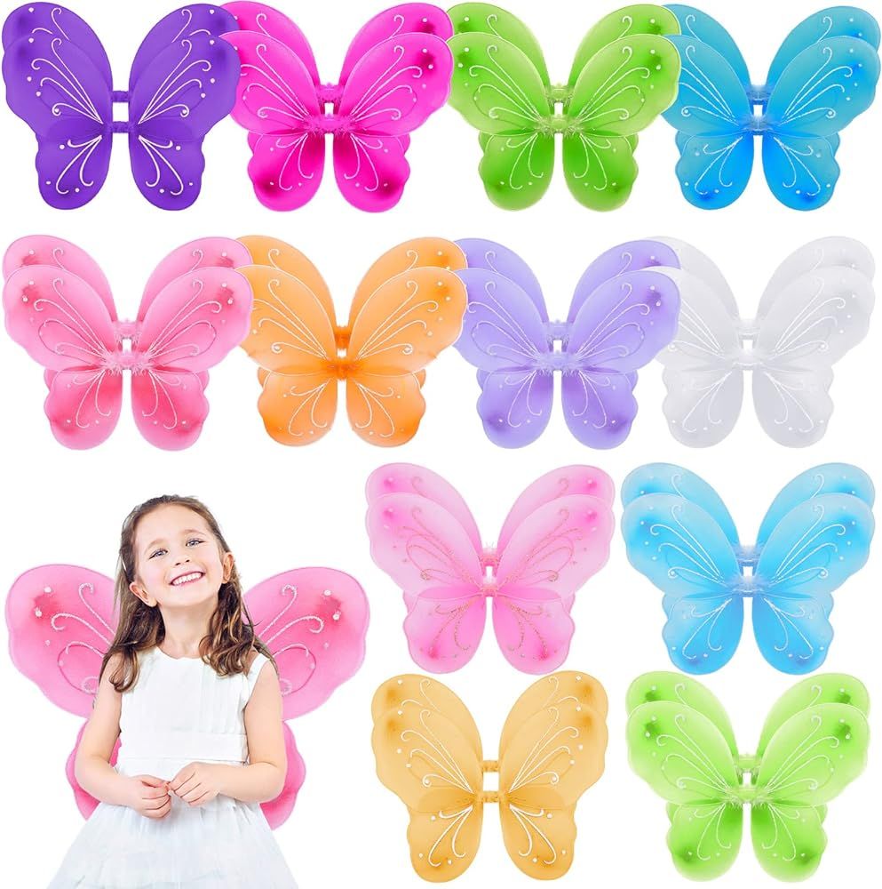 24 Pcs Girls Butterfly Wings Bulk, Angel Wings Princess Costume Wings for Kids Dress up Fairy Cos... | Amazon (US)