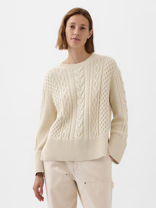 24/7 Split-Hem Cable-Knit Sweater | Gap (US)