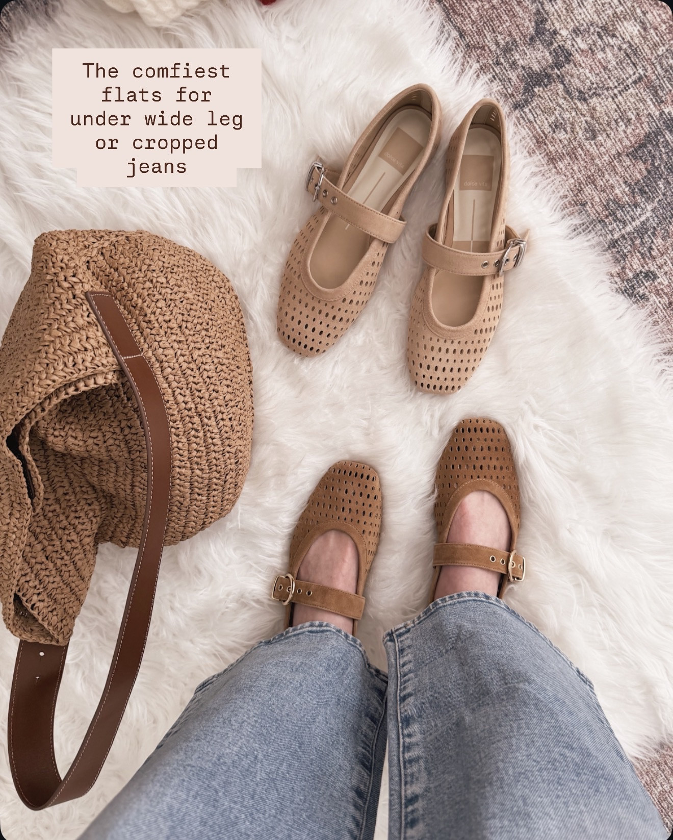 These are the comfiest flats to wear under wide leg or cropped jeans. The perforated detail keeps them light for spring and they give just enough structure to balance looser denim.

woven mary jane flats, comfortable flats for wide leg jeans, spring shoes for women, perforated flats trend, neutral everyday footwear, cropped jeans outfit ideas, casual chic spring style, breathable flats for warm weather

#LTKOver40 #LTKSeasonal #LTKWorkwear