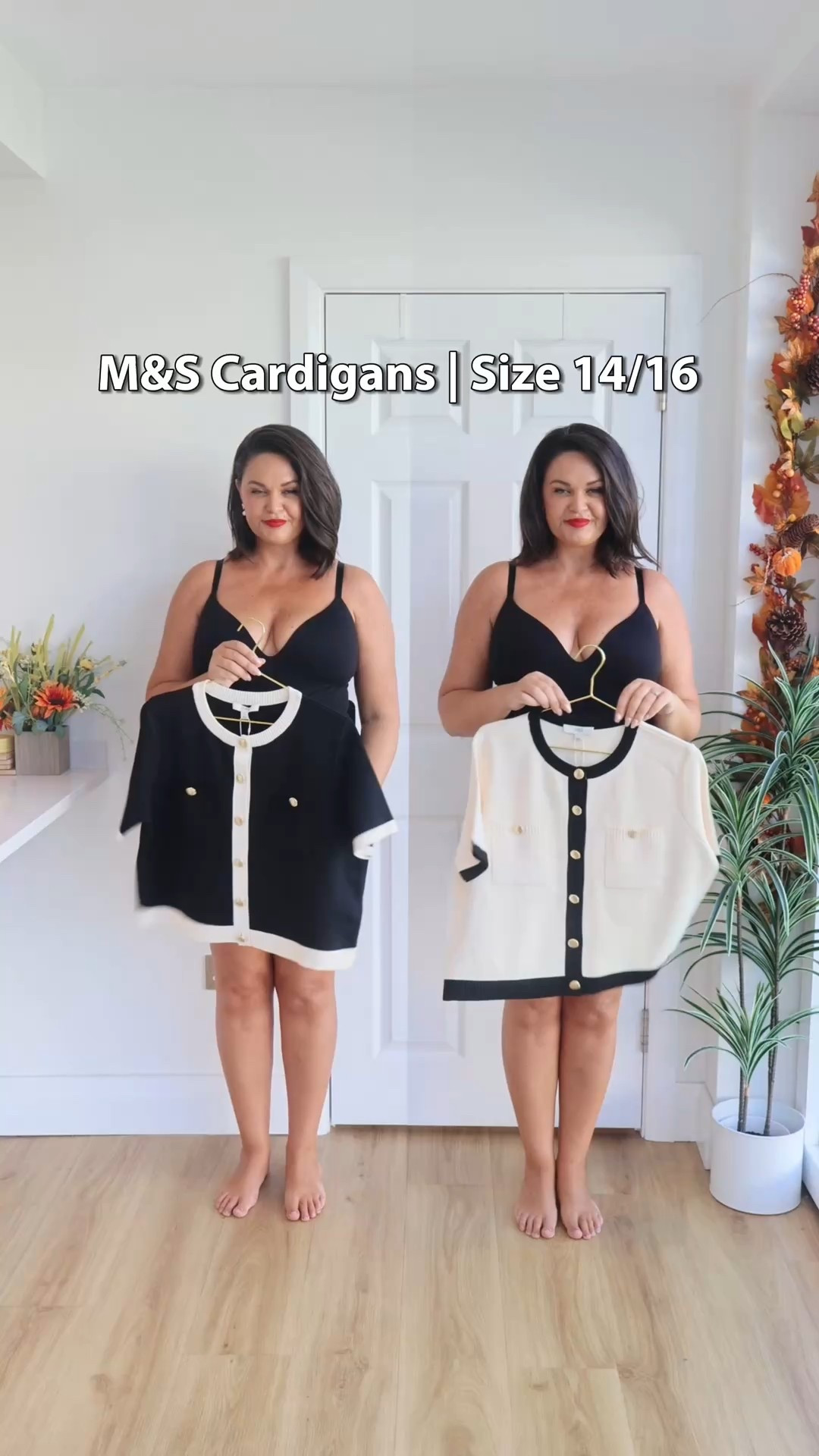 M&S gold-button cardigans (size 14/16) styled two ways:
🖤 Black & cream with slim jeans – polished and classic
🤍 Cream & black with wide-leg trousers – relaxed and chic

A timeless wardrobe staple that looks far more expensive than it is. Perfect for autumn layering and capsule wardrobe styling. 

#LTKmidsize #LTKuk #LTKautumn