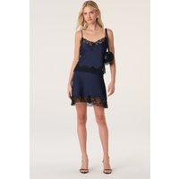 ASTR the Label | Yulissa Lace Trim Mini Skirt in Navy |  Size L | ASTR The Label (US)