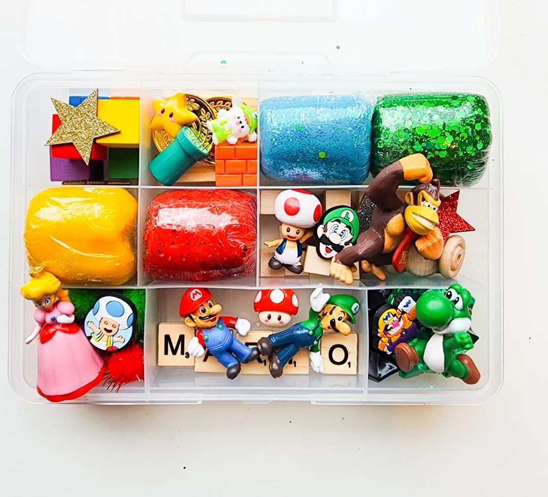 Mario Brothers playdough kit, playdough box, Mario sensory bin, preschool gift idea, toddler gift... | Etsy (US)