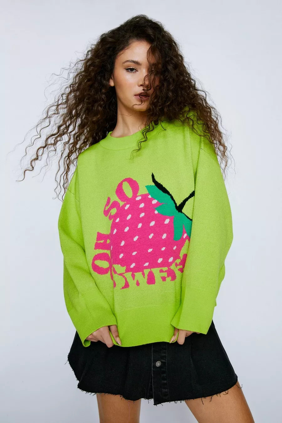 Strawberry Graphic Crew Neck Knitted Sweater | Nasty Gal (US)
