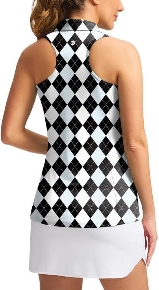 Women's Sleeveless Golf Shirt Zip Up Quick Dry Collared Tank Tops Racerback Tennis Athletic Polo ... | Amazon (US)