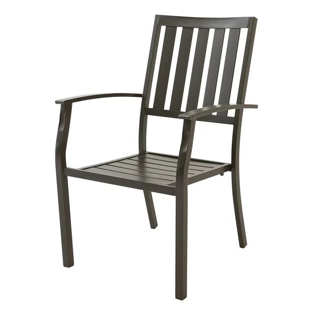 Better Homes & Gardens Camrose Farmhouse Steel Outdoor Slat Back Dining Chair - Set of 4, Brown | Walmart (US)