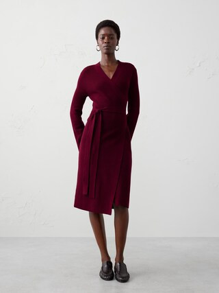 Wrap Knee-Length Sweater Dress | Banana Republic Factory