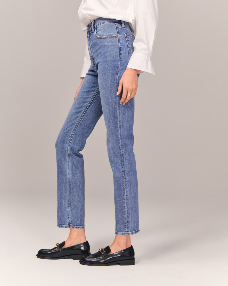 Ultra High Rise Ankle Straight Jean | Abercrombie & Fitch (US)