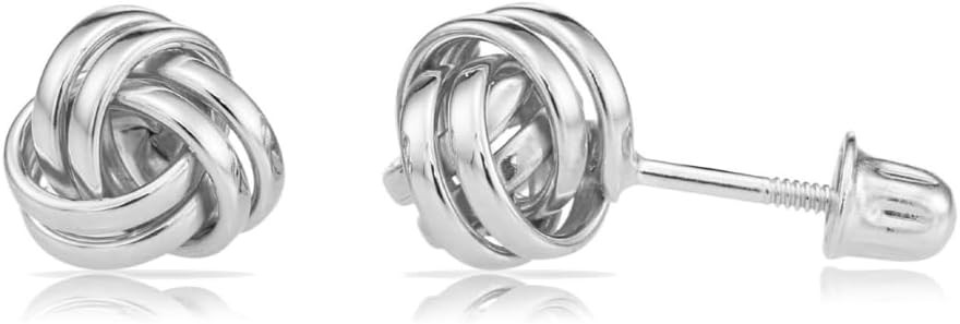 Womens 14k Gold Love Knot Stud Earrings with Long Screw-back Post | Amazon (US)