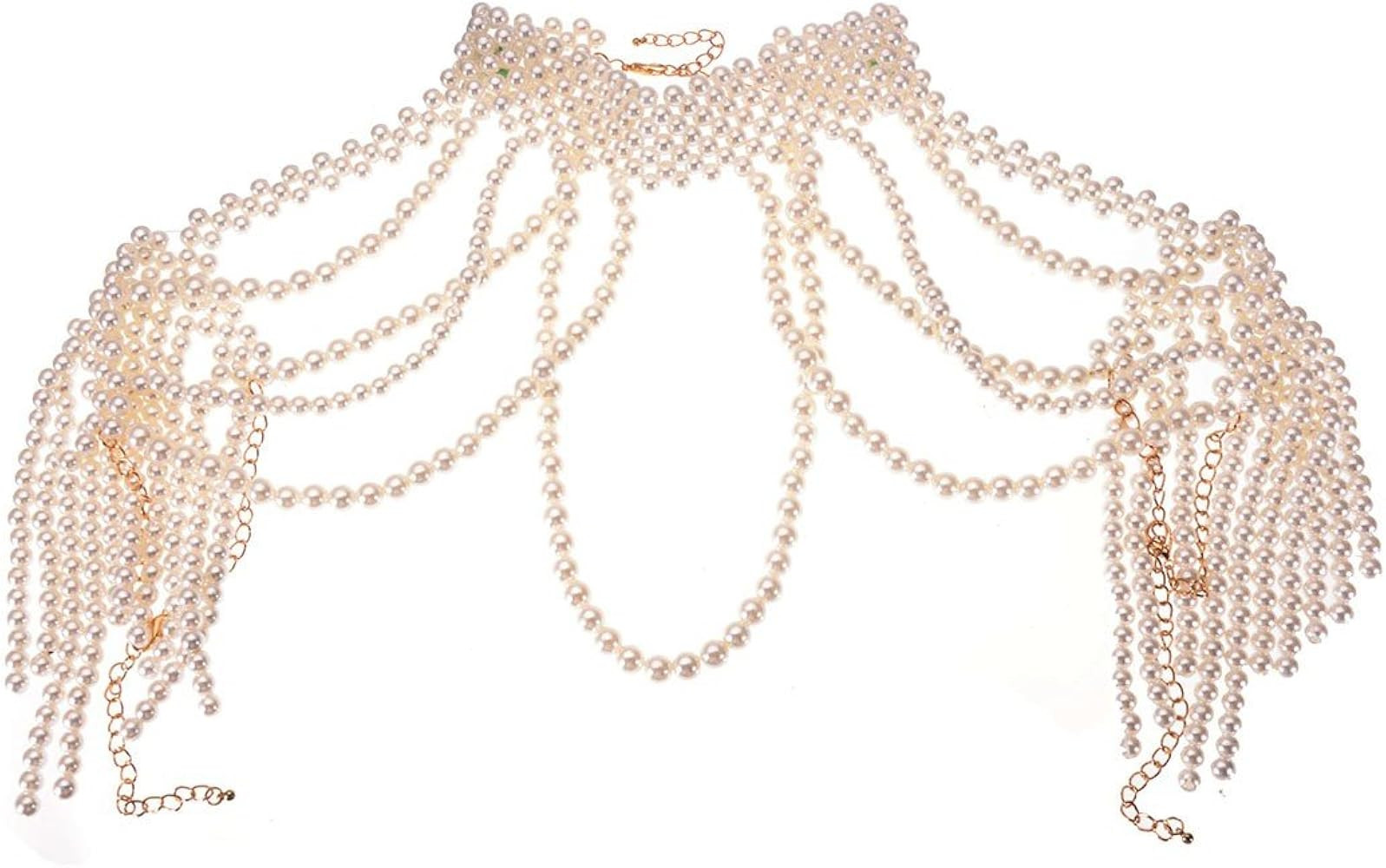 Jerollin Simulated Pearl Body Statement Necklace for Women, Fashion Collar Bib Necklaces Fashion ... | Amazon (US)