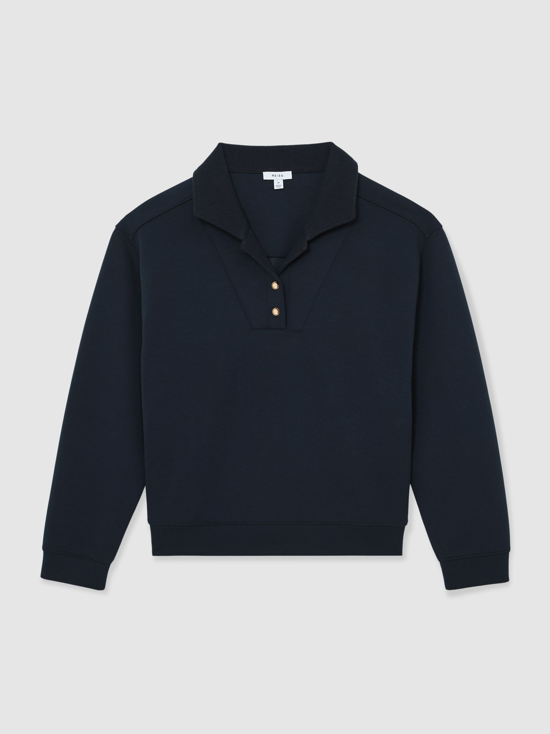 Reiss Premium Interlock Collar Sweatshirt in Navy | REISS | Reiss US