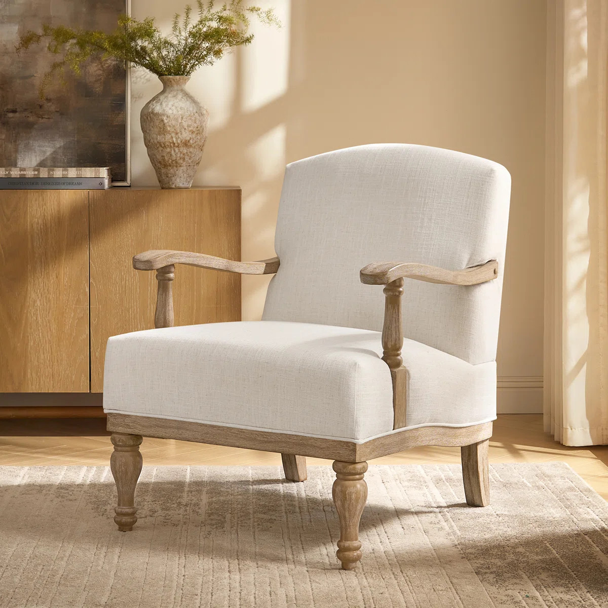 Williamstown 27.75"W Farmhouse Accent Chair With Solid Wood Armrests | Wayfair North America