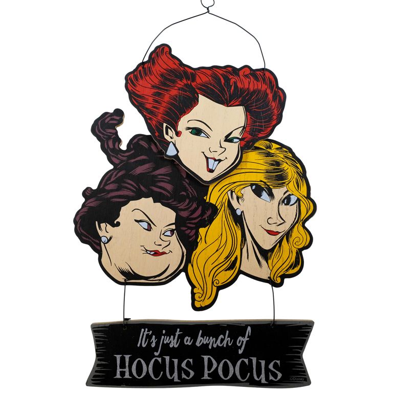 Disney Hocus Pocus 2, Sanderson Sisters, "It's Just a Bunch of Hocus Pocus" Hanging Sign, MDF, 17... | Walmart (US)