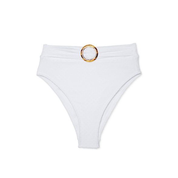 Women's Pique Belt High Leg High Waist Bikini Bottom - Xhilaration™ White | Target