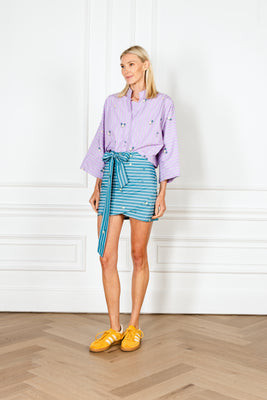 Lavender Daisy Stripe Everyday Shirt | La Vie Style House