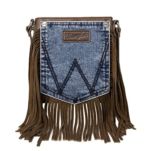 Wrangler Small Crossbody Purse for Women Hobo Western Crossover Leather Fringe Purse | Amazon (US)