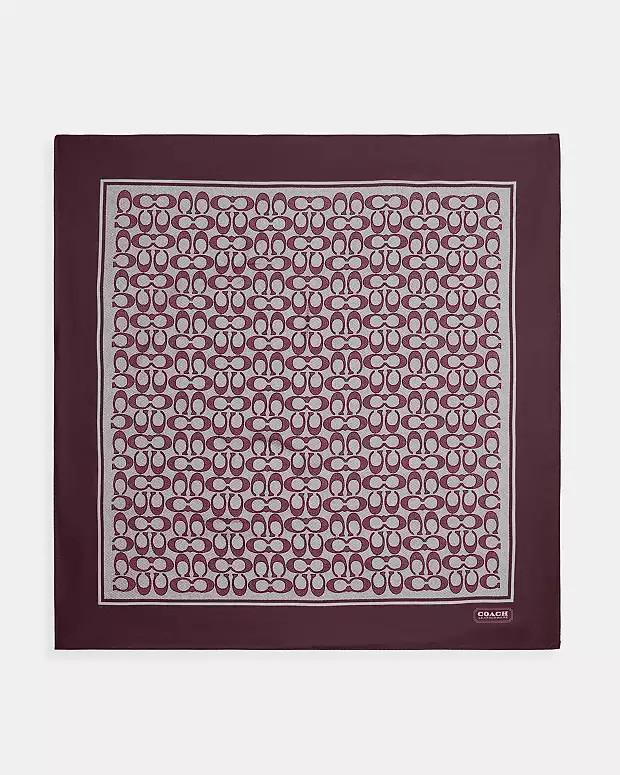 Textured Signature Print Silk Square Scarf | Coach (US)