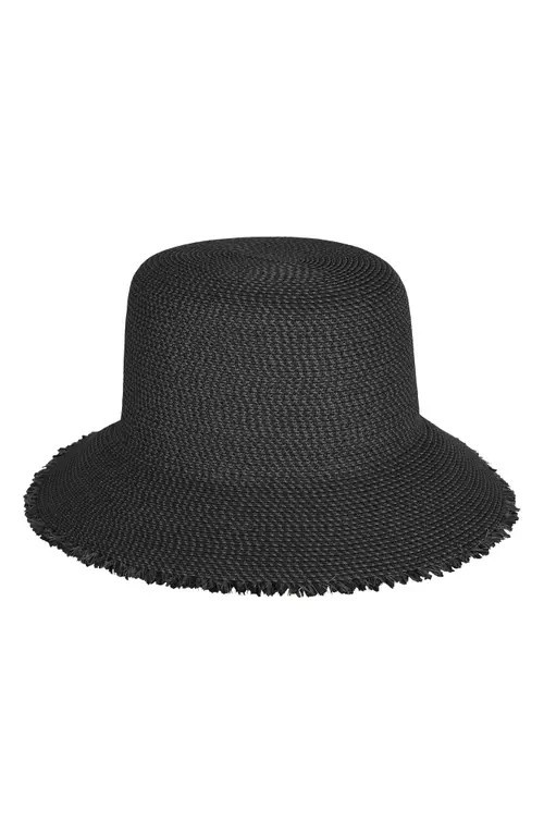 Eric Javits Squishee® Straw Bucket Hat in Black at Nordstrom | Nordstrom