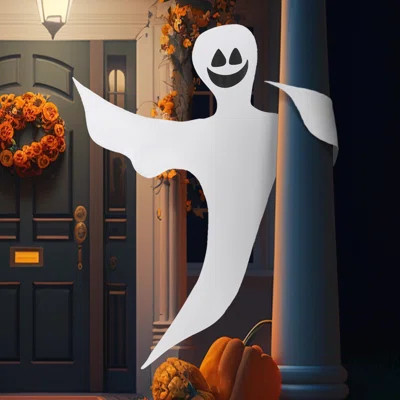 Smiling Ghost Tree Wrap Decoration - Halloween Outdoor Lawn Decor & Party Supplies | Wayfair North America