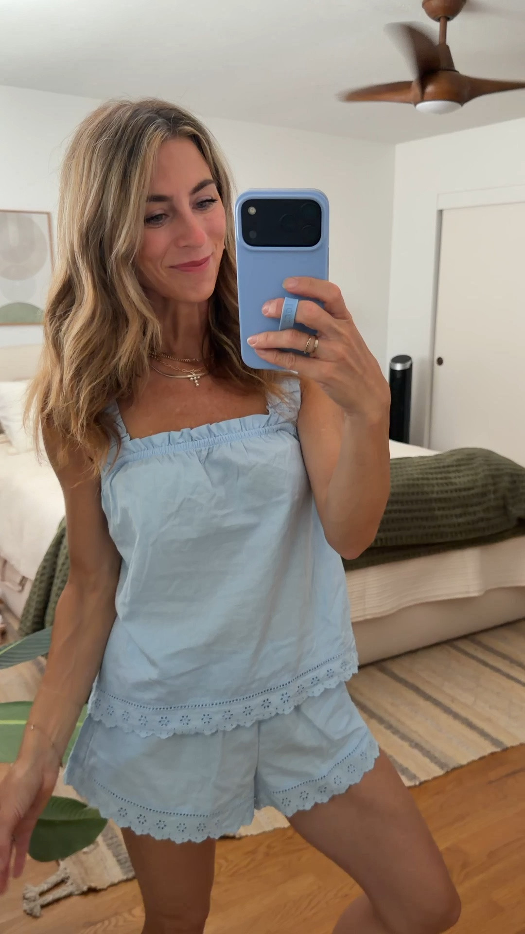 Bought pajamas. Fully planning to wear them in public. 💙😂 This little blue PJ set is way too cute to save for bedtime, and I love that pajama-style sets are having a moment right now. Lightweight, easy and exactly what I want to throw on for a hot summer day with a cute pair of sandals.

pajama set, pajamas as clothes, pajama outfit, pajama dressing trend, blue pajama set, matching set, two piece set, summer matching set, hot weather outfit, summer outfit, casual summer outfit, vacation outfit, travel outfit, mom style, easy summer style, summer fashion, matching shorts set

#LTKootd #LTKOver40 #LTKmorningroutine