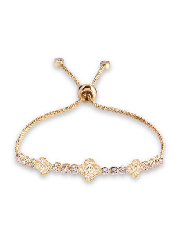 Color Forward 14K Gold Vermeil & Crystal Clover Bolo Bracelet | Saks Fifth Avenue OFF 5TH