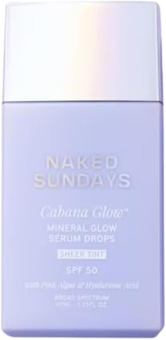 Naked Sundays CabanaGlow Tinted Mineral Sunscreen SPF 50 \u2013 Sheer Serum Drops for Face \u2013... | Amazon (US)