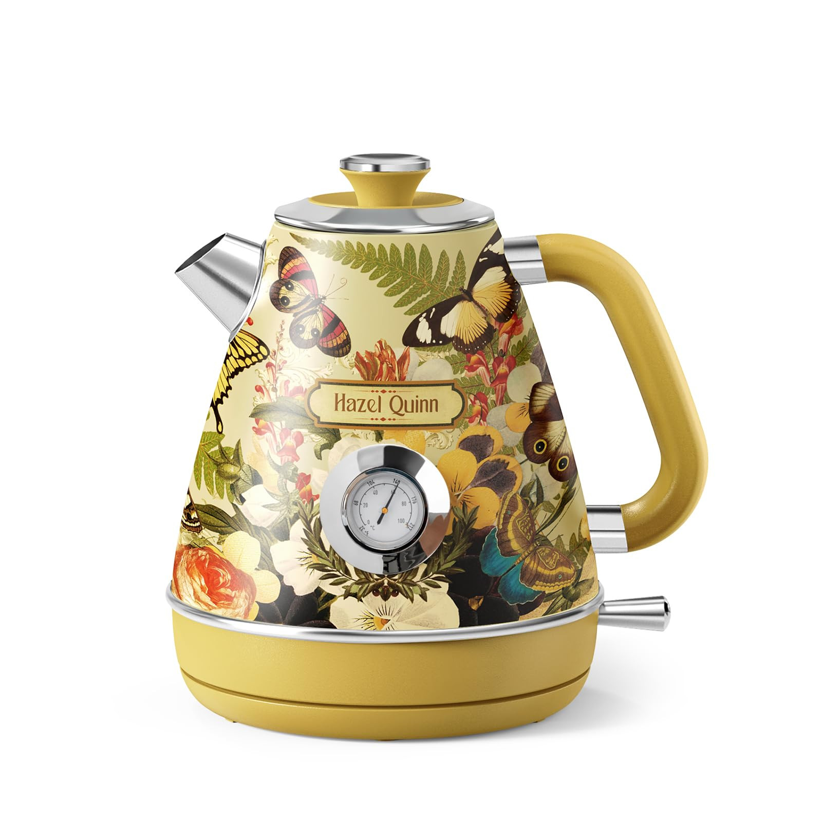 Hazel Quinn X Eduardo Recife Electric Kettle - 1200W Fast Water Boiling, 1.7L/57oz, All 304 Stainless Steel Interior, BPA-Free, Auto Shut-Off, Cordless Retro Teapot with Thermometer - Floral Patterned | Amazon (US)