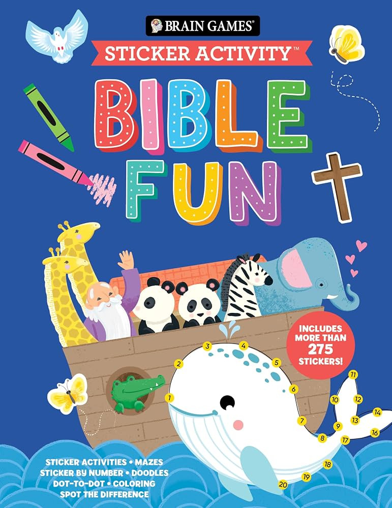 Brain Games - Sticker Activity: Bible Fun - For Ages 3-6 | Coloring, Mazes, Sticker by Number, Do... | Amazon (US)