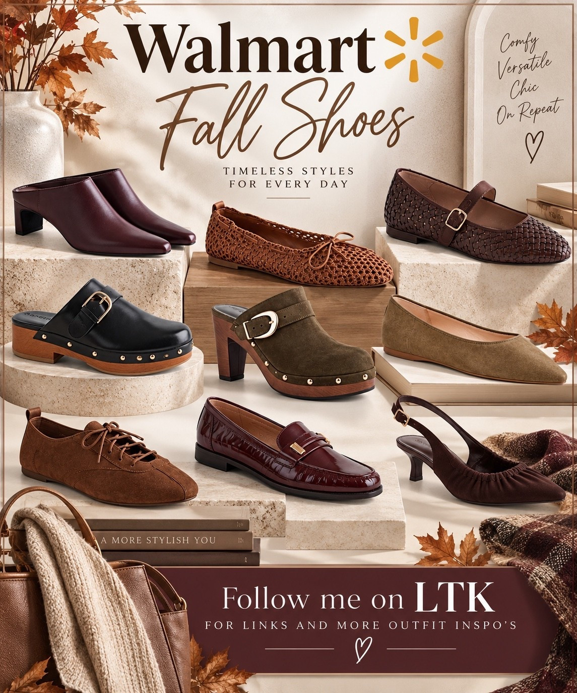 Walmart understood the fall shoe assignment. From polished loafers and Mary Janes to ballet flats, clogs and a little heel moment—these are the pairs that make even the simplest jeans-and-sweater outfit feel finished. Which pair are you reaching for first?

#LTKootd #LTKOver40 #LTKMidsize