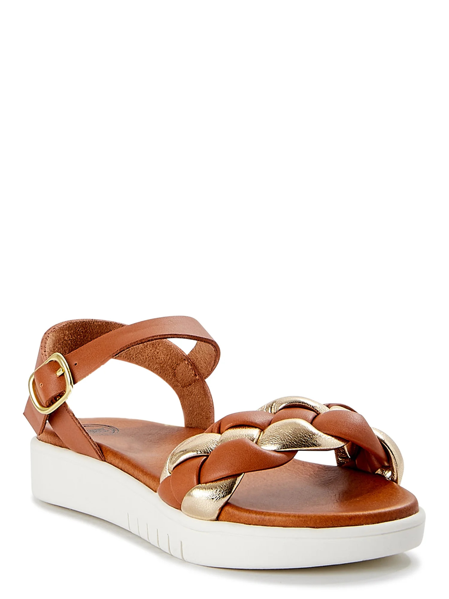 Wonder Nation Girls Puff Braid Flatform Sandals, Sizes 13-6 | Walmart (US)