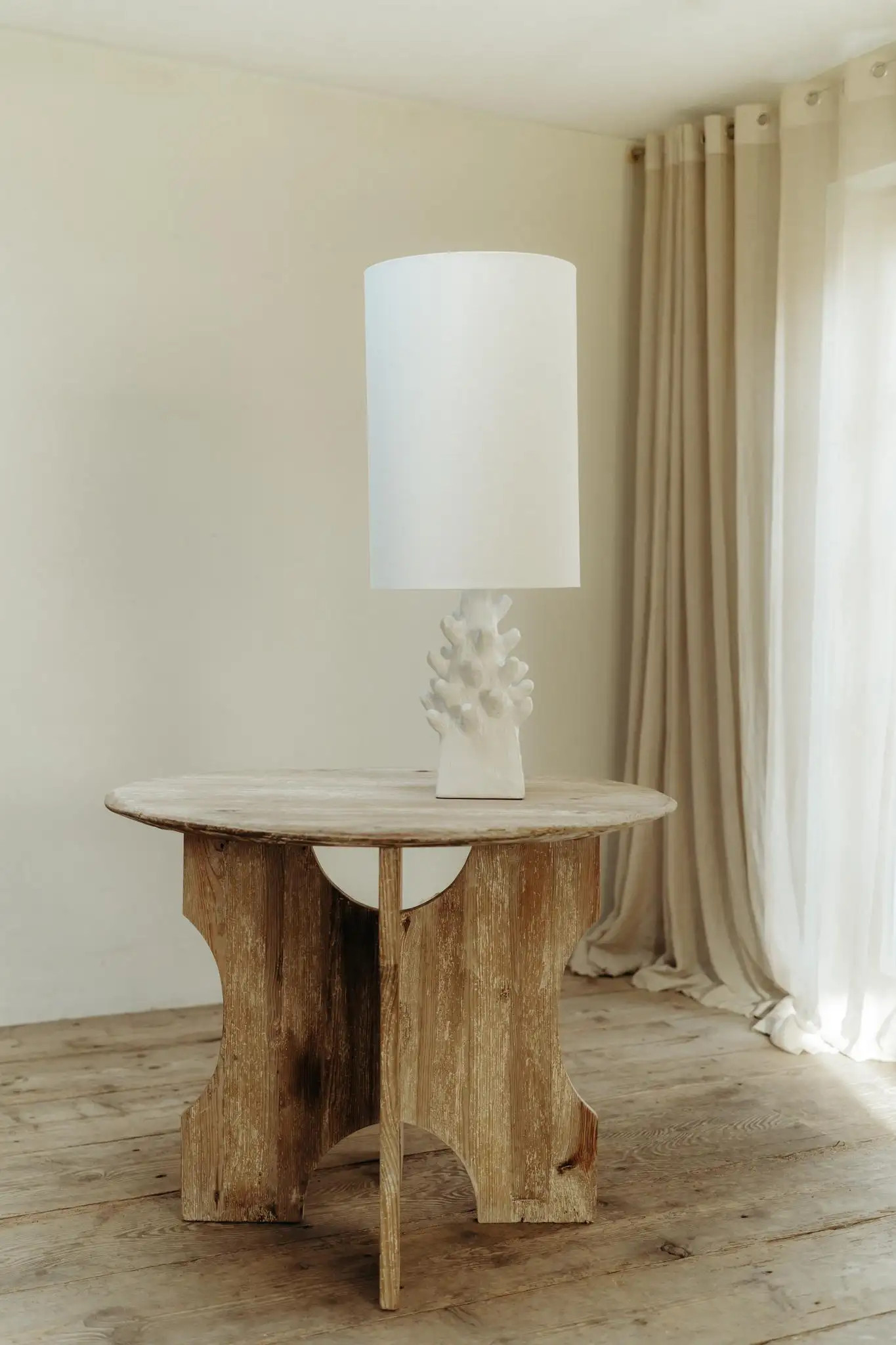 contemporary quirky ceramic lamp, belgian linen lampshade included | 1stDibs