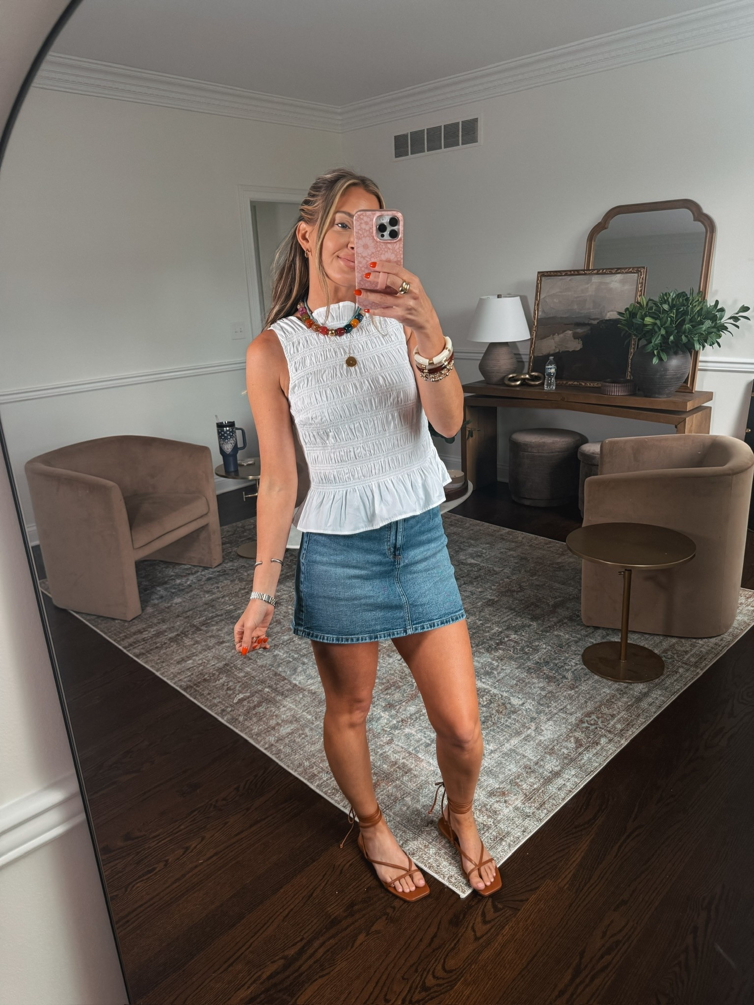 Summer top. Summer outfit idea. Denim skort. Sandals. Vacation outfit.

#LTKdayinmylife #LTKgrwm #LTKootd