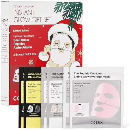 COSRX Glow-Boosting Face Mask Limited Holiday Gift Set 6ea, Snail Mucin, 6 Peptides & Alpha-arbut... | Amazon (US)