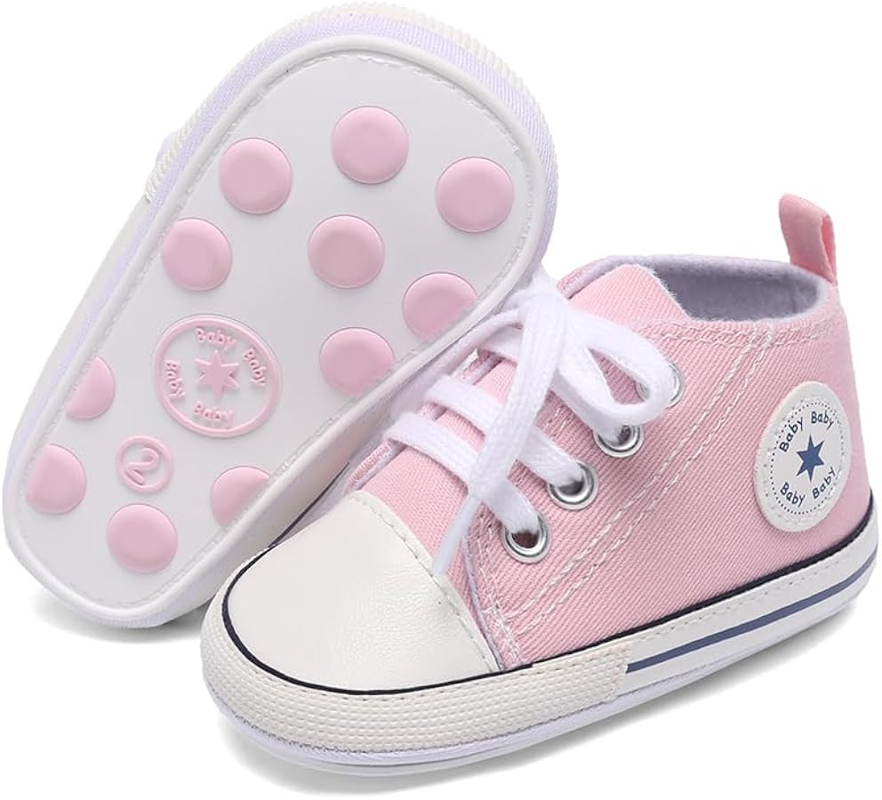 Unisex Baby Girls Boys Canvas High-top Shoes, Newborn Infant Anti-Slip Soft Sole Frist Walking Br... | Amazon (US)