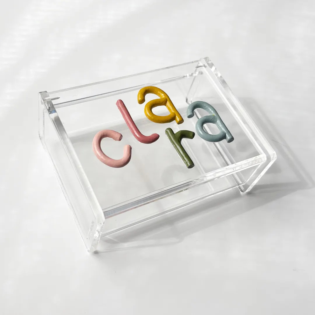 Personalized Acrylic Jewelry Box: Pastel Rainbow Letters | Etsy (US)