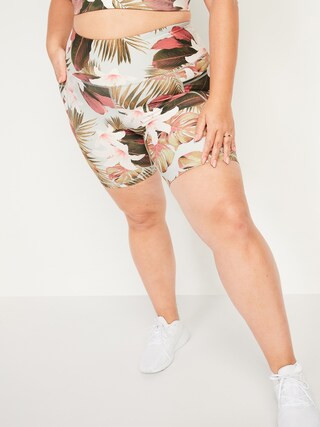 High-Waisted Elevate Powersoft Side-Pocket Plus-Size Biker Shorts -- 8-inch inseam | Old Navy (US)