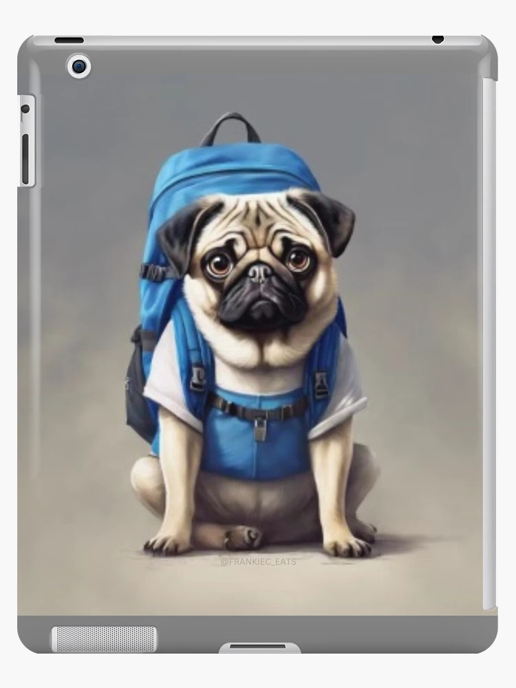 Pug with a blue backpack  iPad Case & Skin | Redbubble (US)