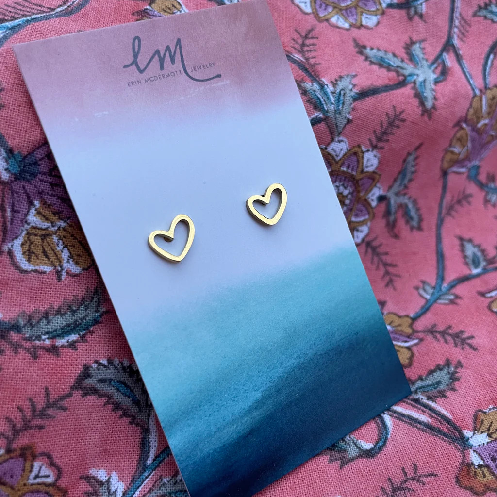 Open Heart Gold Studs | Erin McDermott Jewelry