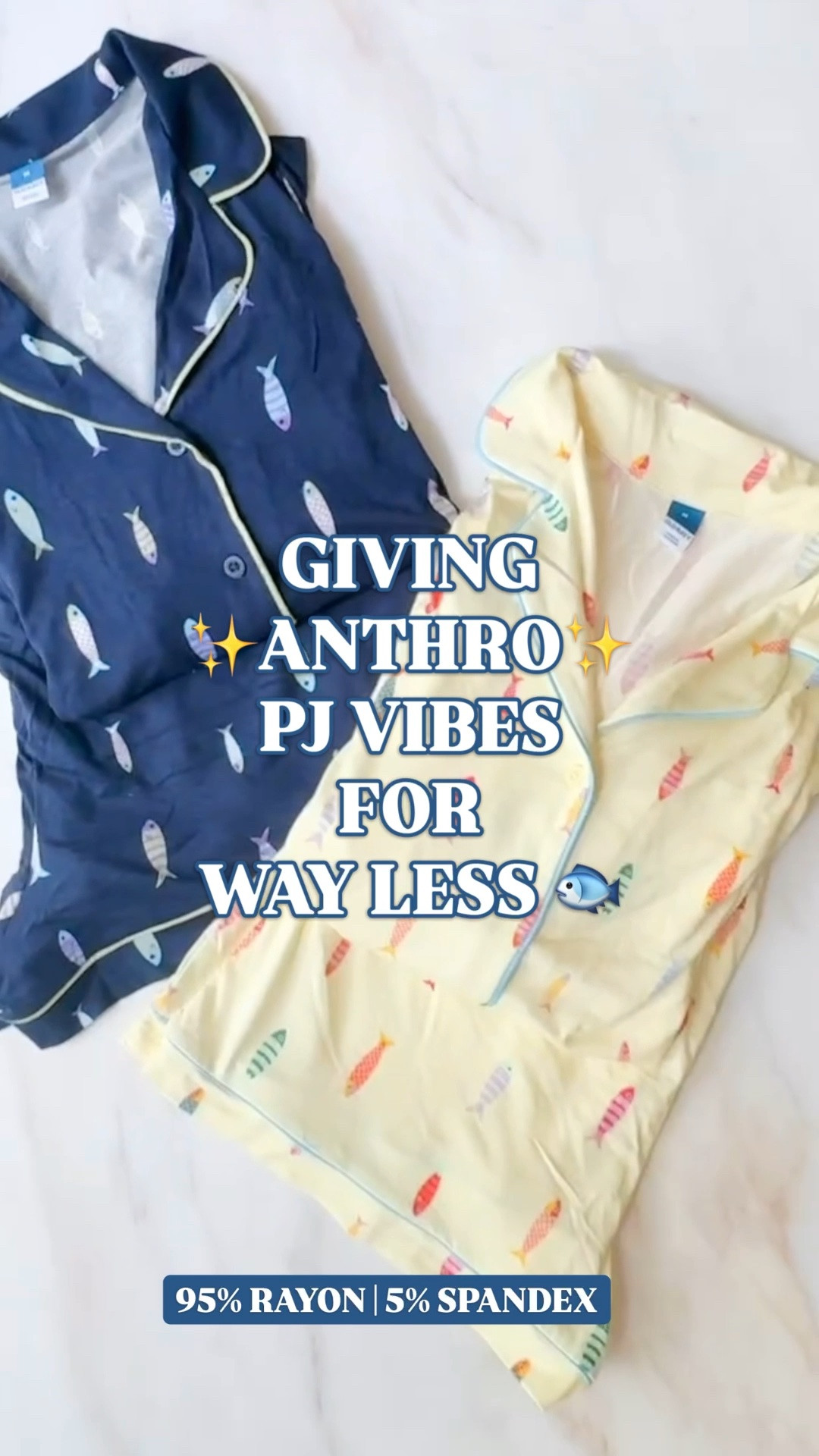 Anthropologie inspired pajamas, fish print pajamas, summer pajama set, matching pajama shorts set, soft lounge set

These fish print pajama sets have the cutest Anthro pajama vibes for way less.

The tiny fish print, contrast piping, button-front camp shirt, relaxed short set shape, and soft summer colors make them feel charming, but the fabric is the real reason they work. They’re knit jersey with 95% rayon and 5% spandex, so they’re soft, stretchy, lightweight, and easy to sleep in.

The navy feels classic coastal and a little nautical. The pale yellow feels softer, sweeter, and very whimsical summer. Both have that cute pajama set energy you’d pack for a beach trip, girls trip, lake weekend, vacation morning, or wear at home with coffee all weekend.

Details worth knowing: relaxed fit top, elastic waist shorts, full button front, spread collar, short sleeves, contrast piping, 2.5 inch inseam, and lots of reviews calling out the soft fabric, cute prints, and comfort.

If you’re searching for Anthropologie pajamas, Anthropologie inspired pajamas, Anthro pajama vibes, fish print pajamas, fish pajama set, summer pajamas women, cute summer pajamas, matching pajama set, pajama short set women, soft pajamas women, stretchy pajama set, lightweight sleepwear, coastal pajamas, beach vacation pajamas, beach trip pajamas, cute loungewear, soft lounge set, button front pajamas, piped pajama set, navy pajamas, yellow pajamas, giftable pajamas, or affordable pajamas, these are the kind you end up wanting in both prints.

#LTKFindsUnder50 #PajamaSet #SummerPajamas #Loungewear #AnthropologieStyle #CoastalStyle

#LTKMidsize #LTKSaleAlert #LTKTravel
