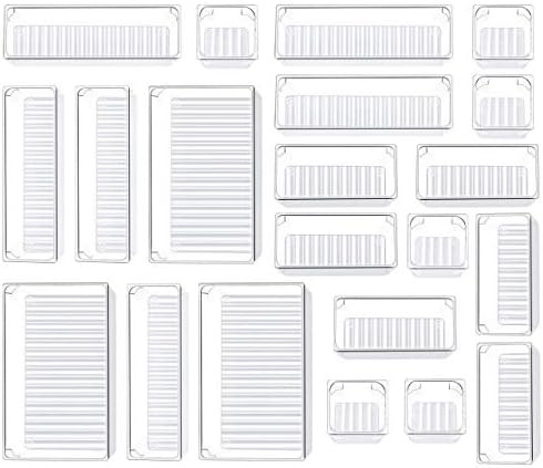 Kootek 21 Pcs Desk Drawer Organizer Trays 4-Size Bathroom Drawer Tray Plastic Storage Organizers ... | Amazon (US)