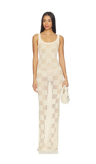 Breanna Crochet Shimmer Maxi Dress in Cream | Revolve Clothing (Global)