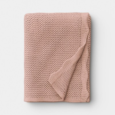 Knit Throw with Scalloped Edge Pink - Threshold\u2122 | Target
