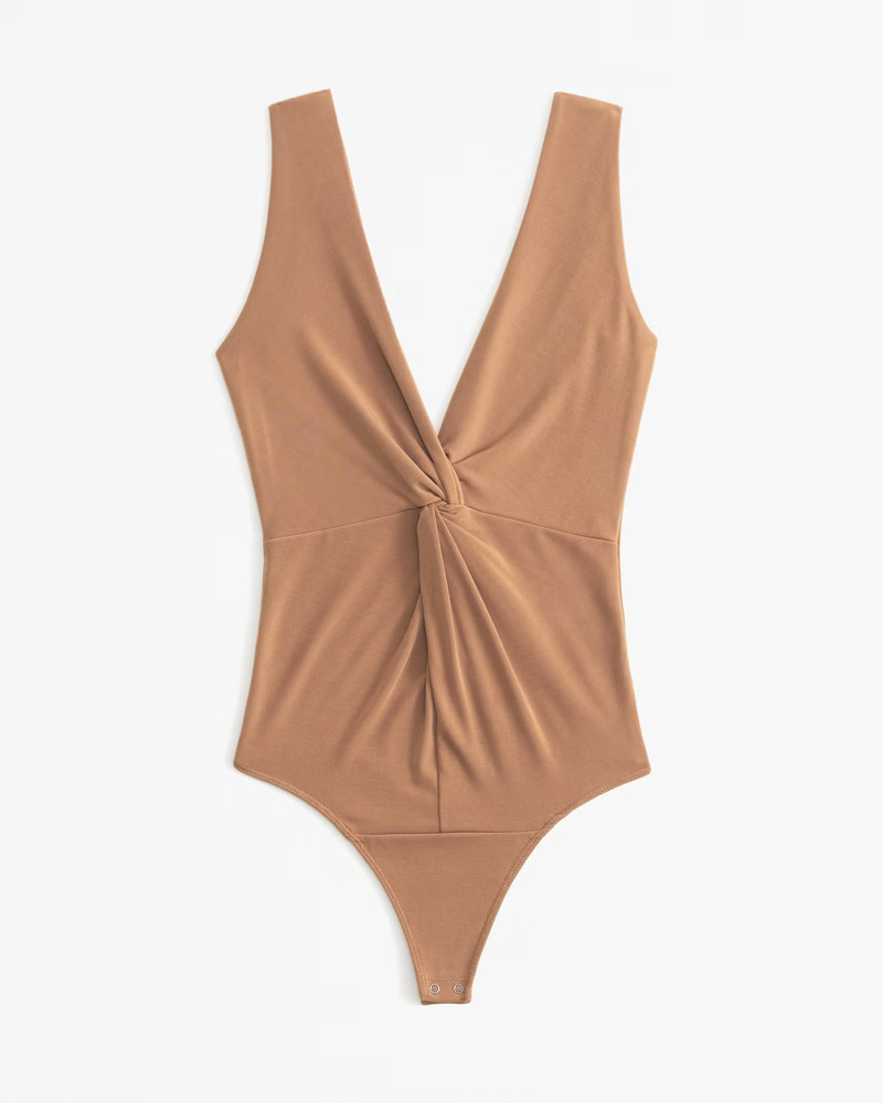 Glossy Rib Plunge Twist Bodysuit | Abercrombie & Fitch (US)