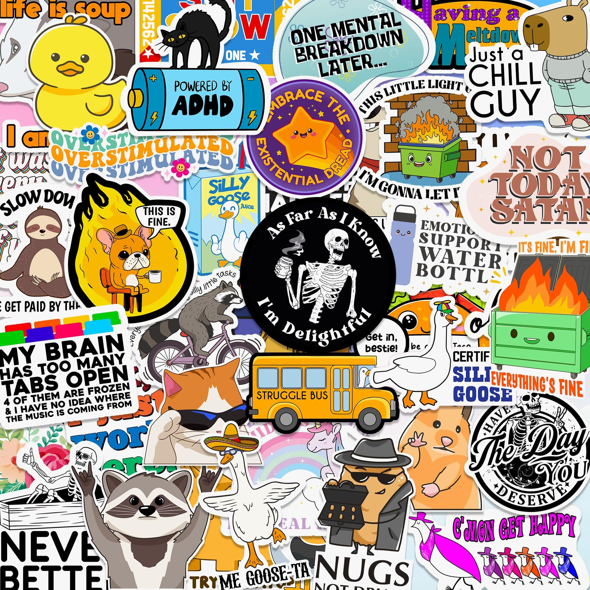 225PCS Funny Holographic Stickers for Adults, Waterproof Vinyl Pack Sarcastic Relatable Meme Deca... | Amazon (US)