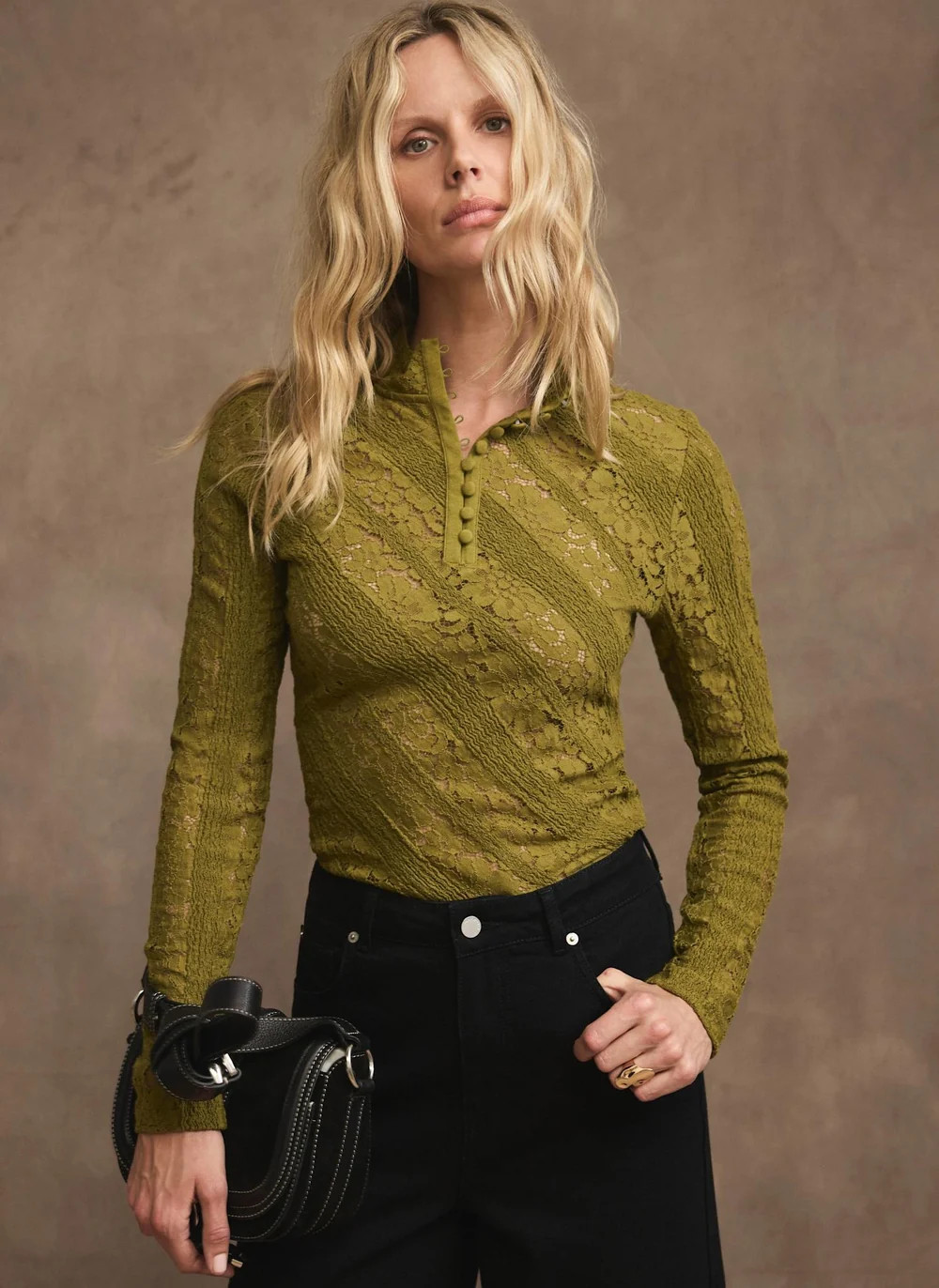 Burgundy Lace Button Detail Top | Mint Velvet - US