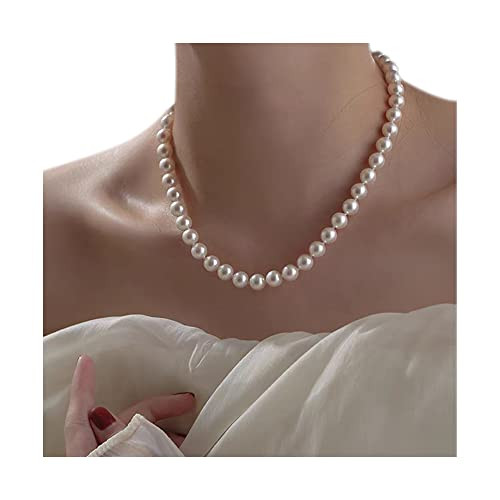 Sereney Pearl Necklaces for Women, 8mm Dainty Pearl Necklace as Bridal Necklace for Wedding, Ster... | Amazon (US)