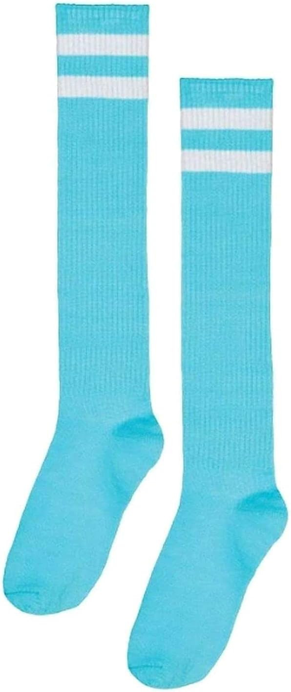 amscan Turquoise Stripe Athletic Knee-High Socks Turquoise/White, 19" | Amazon (US)