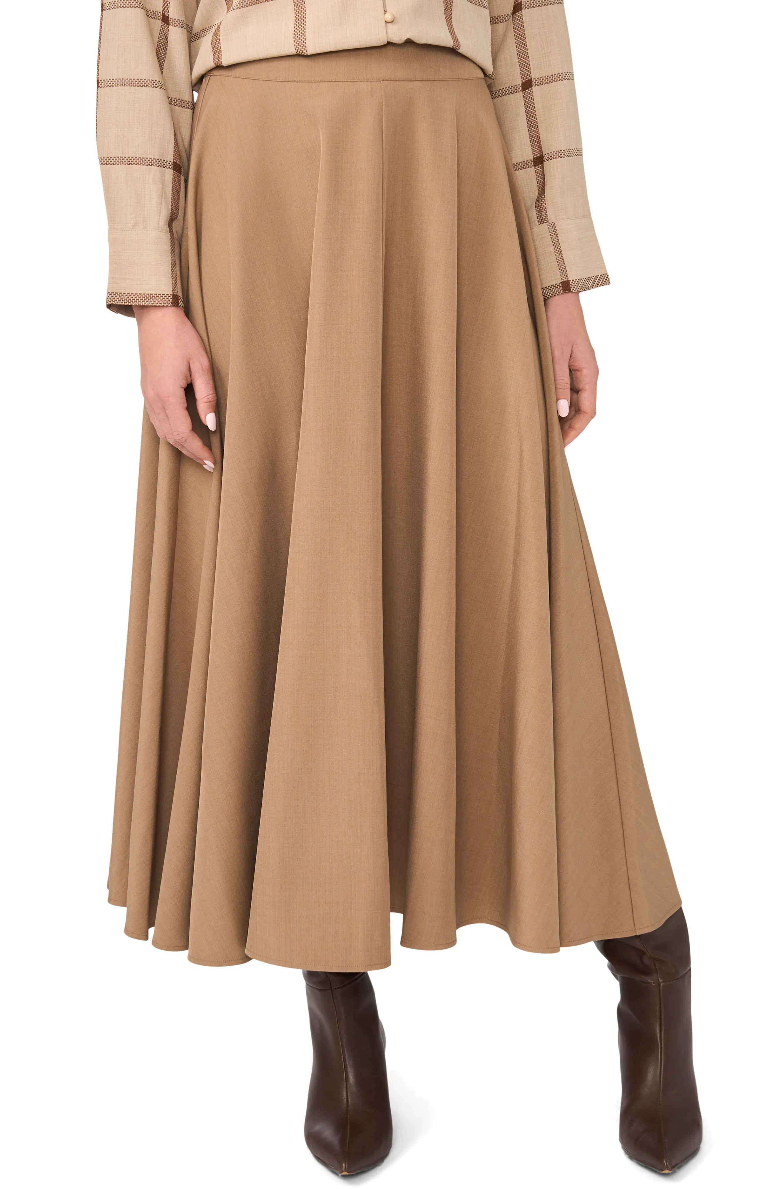 Vince Camuto Wide Circular Skirt in Taupe at Nordstrom, Size 2 | Nordstrom