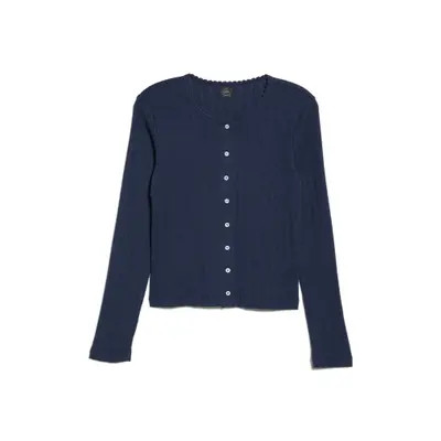 LESET Classic Pointelle Cardigan in Midnight Melange at Nordstrom, Size X-Small | Nordstrom