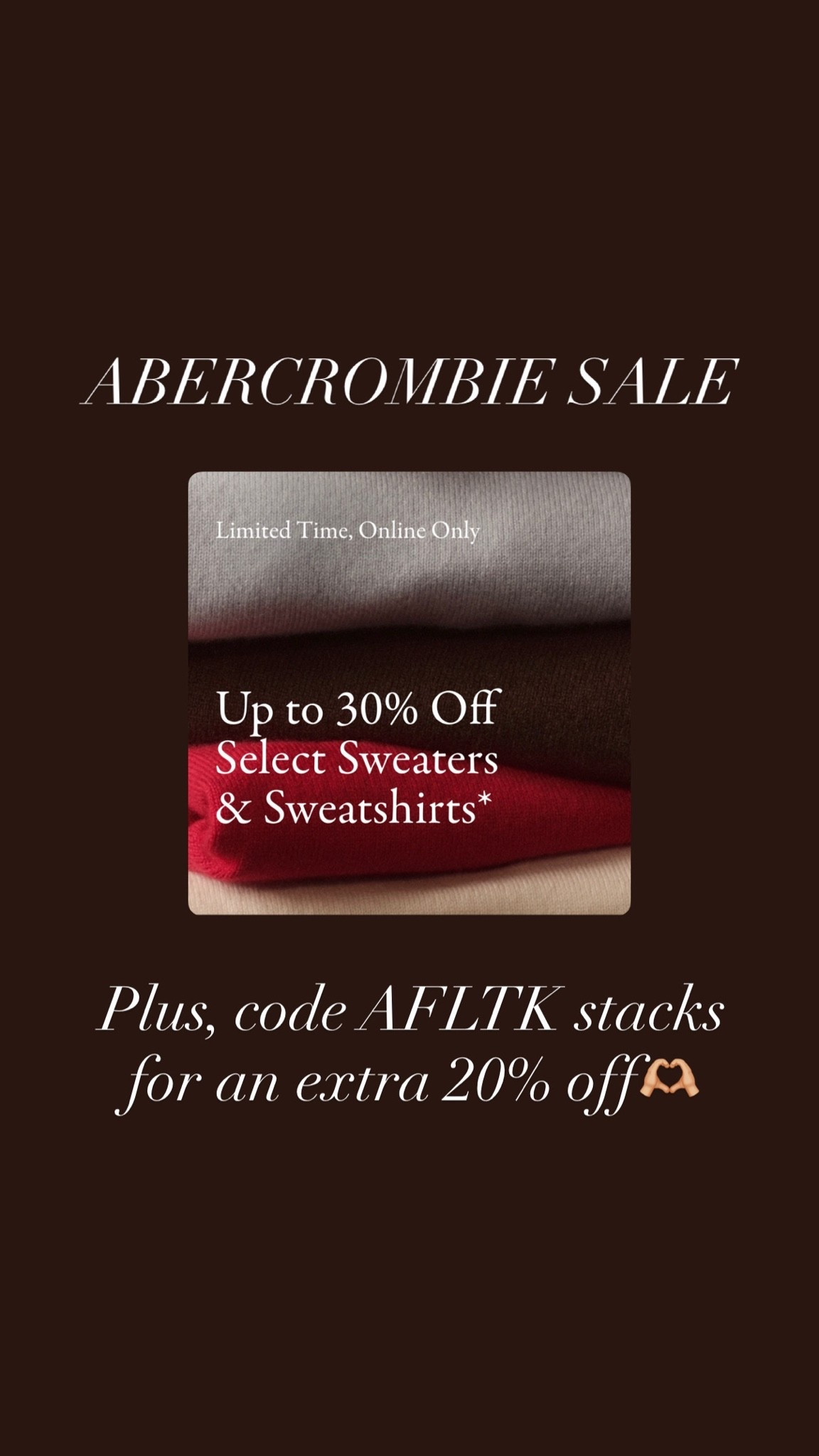 My recent @abercrombie order. Use AFLTK for 20% off thru midnight!