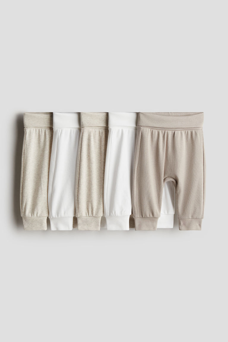 H & M - 5-pack Foldover-Waist Pants - Beige | H&M (US + CA)